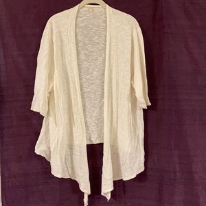 Eileen Fisher Slubbed Cotton/Linen Waterfall Cardi